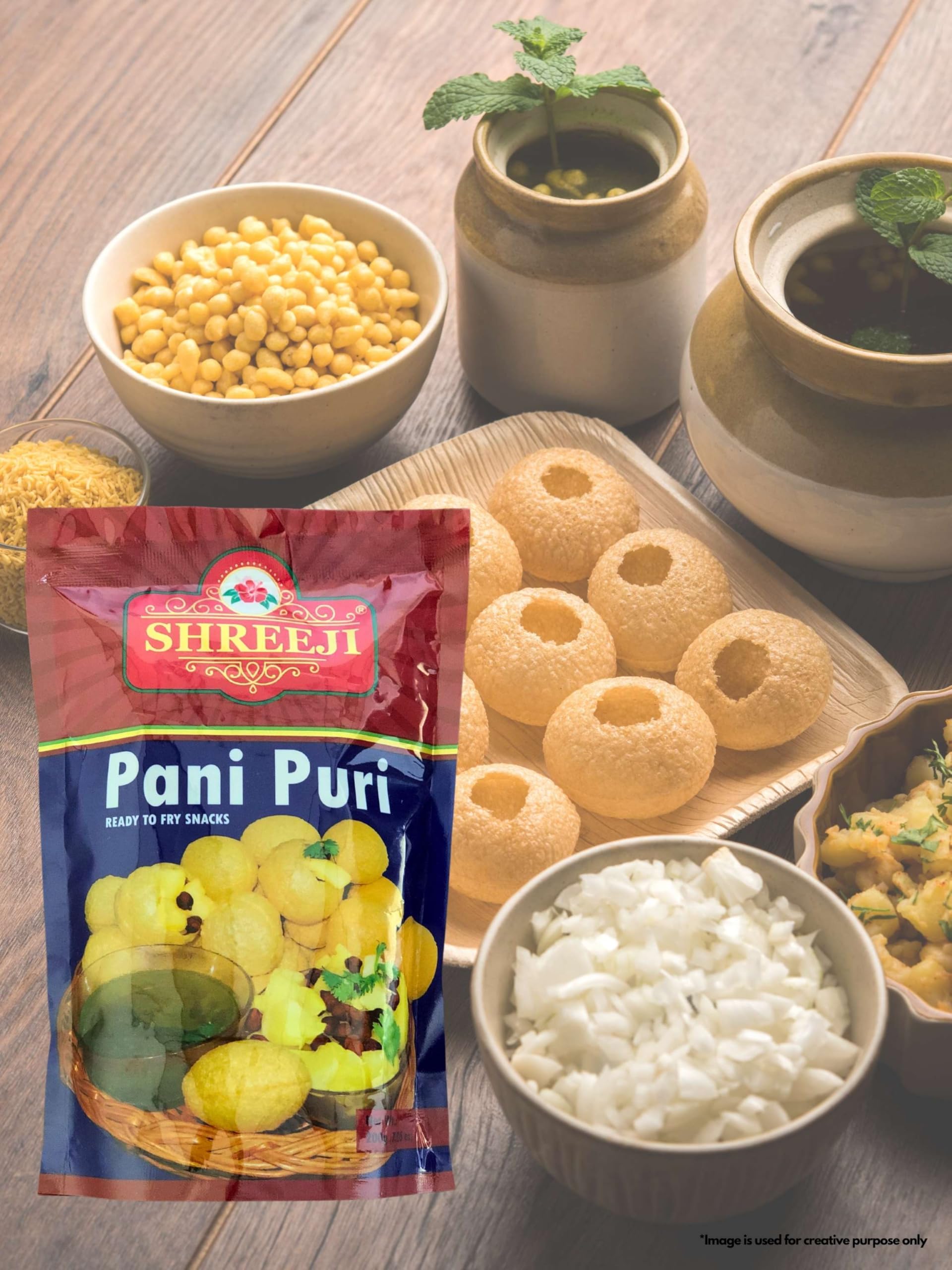 Pani Puri 200g/ 7.05 Oz | Ready-to-fry | Flat Pani Puri Coins |