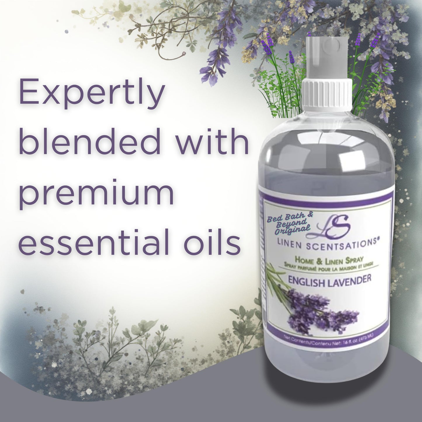Linen Scentsations Fabric and Linen Spray 2 Pack, English Lavender, 16oz x2 (32oz Total) - Odor Eliminator & Freshener for Bedding, Clothes, Room