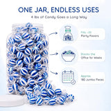 Blue Raspberry Hard Candy Balls, 4 LB Bulk Gallon Jar - Individually Wrapped Jumbo Blue Candy for Candy Buffet, Office, Wedding, Concession Stand