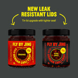 FLYBYJING Original + Xtra Spicy Sichuan Chili Crisp Oil Duo: Premium Vegan Chili Sauces Good on Noodles, Proteins, Veggies & Everything - Spicy
