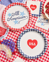 xo, Fetti All American USA Paper Plates | 24 pcs, 9" | 4th of July Tableware, Southern Bachelorette Decorations, Patriotic Dinner Party Setting