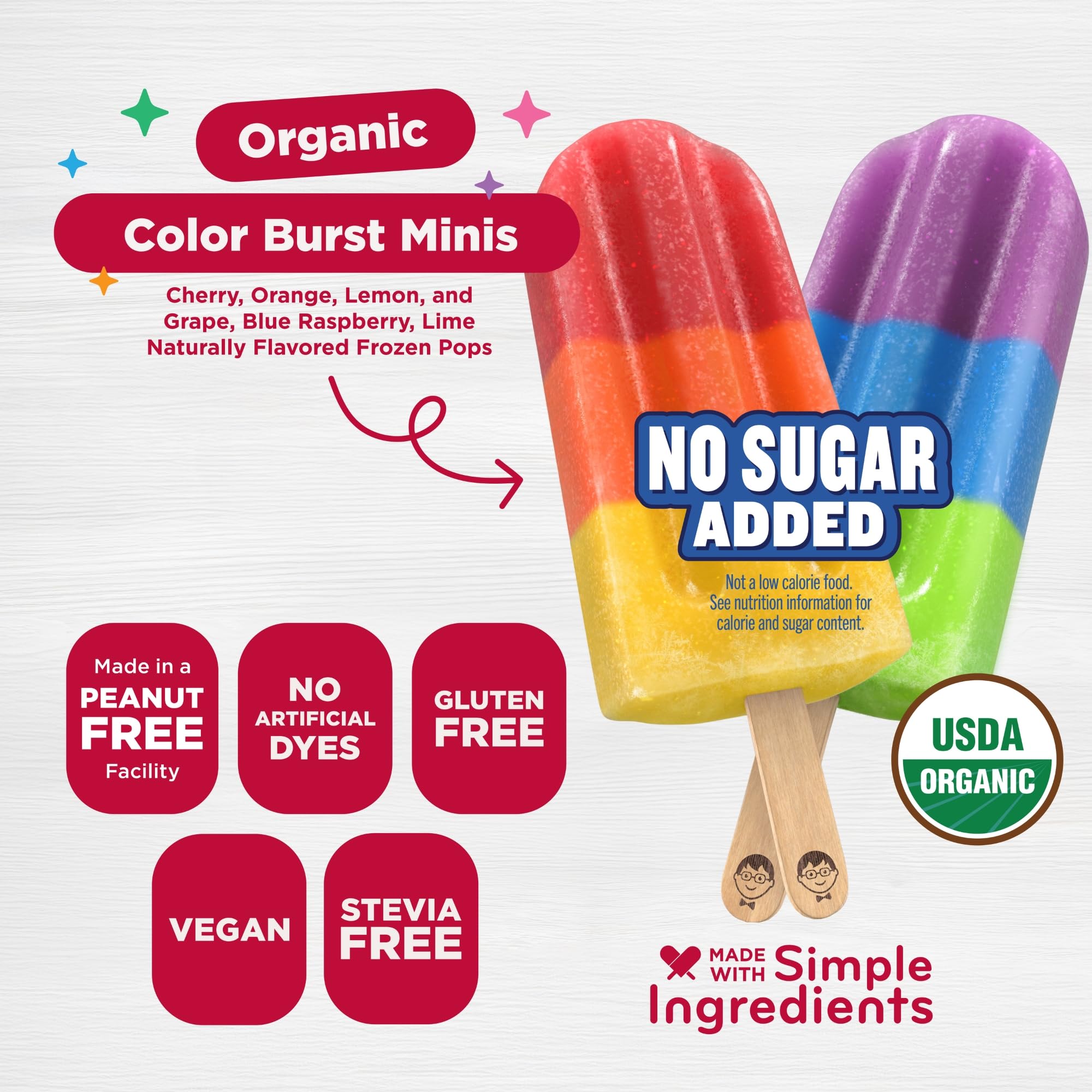JonnyPops No Sugar Added Organic Color Burst Minis Frozen Pops 10ct