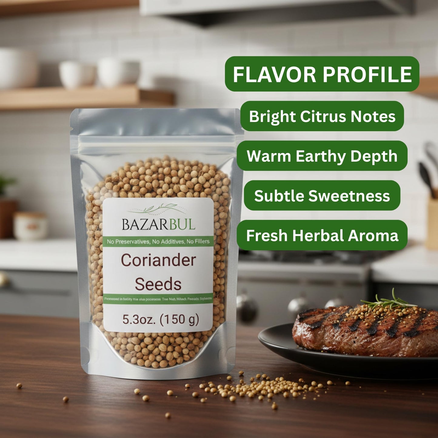 Coriander Seeds Whole, 5.3oz, Cilantra, Coriander for Cooking, Pickling Spice, Canning, Biltong, Cornbeef Brisket, Corriander Tea, AKA Dhania