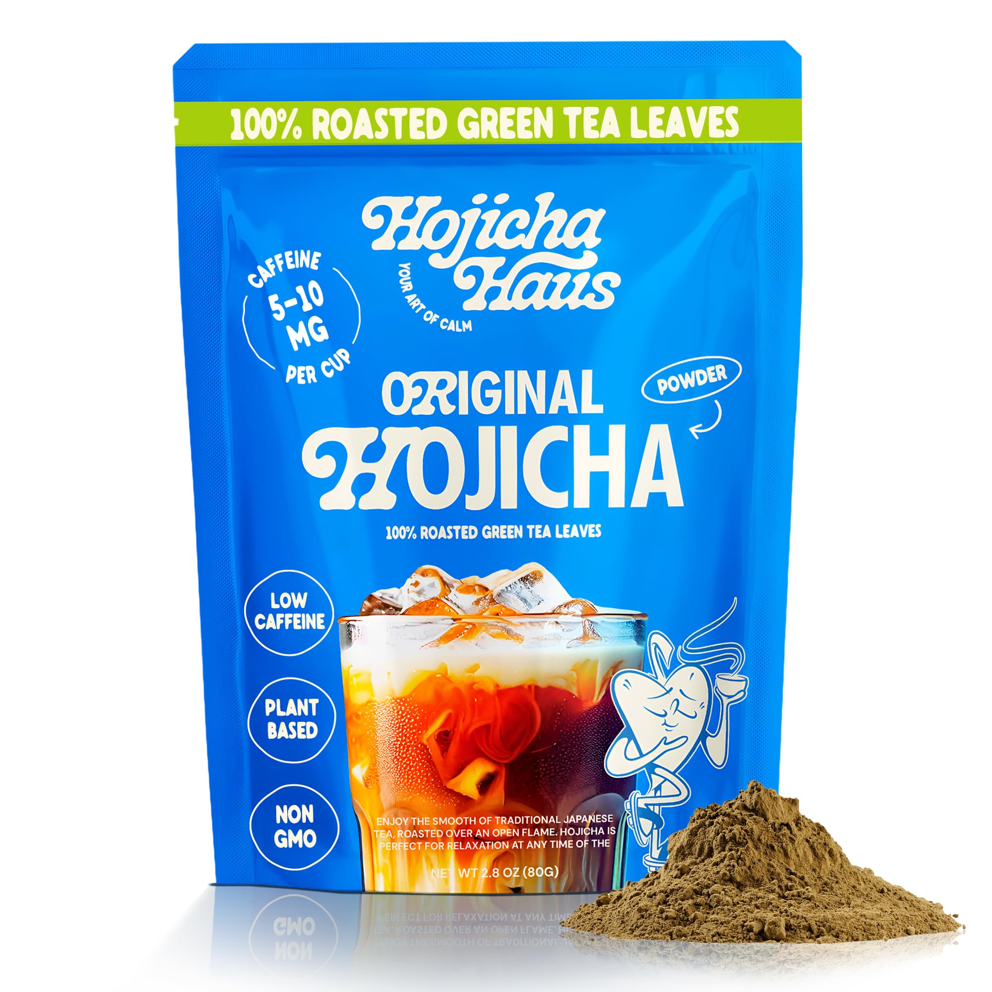 Hojicha Haus Roasted Matcha Green Tea Powder - Ceremonial - Kyoto Grown, Decaf, Low Caffeine, Coffee Alternative, 2.8oz