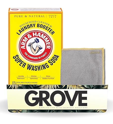 Detergent Booster and Household Cleaner Powder 55 oz Bundle with Microfiber Cloth - Enhances Laundry Detergent Power - Cleans Bathtubs, Microwaves