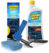 Cerama Bryte Complete Cooktop Cleaning Kit, 10 Cleaner Pads, 1 POW-R Grip Tool, 1 Scraper, and 1 Microfiber Cloth, 28 Fl Oz