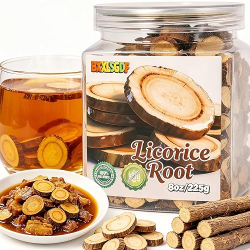 8oz Licorice Root Slices (Gan Cao) - Cut & Sifted, 100% Tea -, Reusable resealable jar