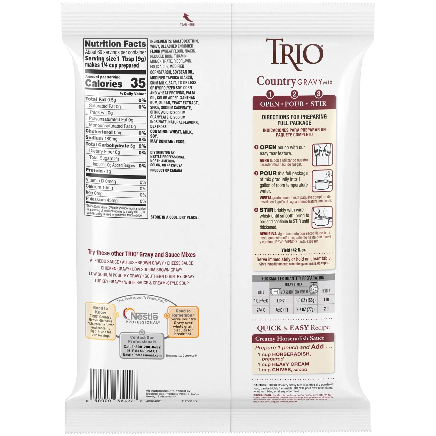 Nestle Trio Country Gravy Mix 8 Case 22 Ounce