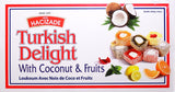Hacizade Turkish Delight With Mixed Fruit Coconut Covered 454gr, (1 pound)
