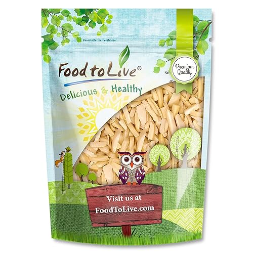 Food to Live Dry Roasted Blanched Slivered Almonds 1 Pound- Perfectly Oven Toasted for Maximum Flavor, Unsalted, No Oil Added, Perfect for Cooking