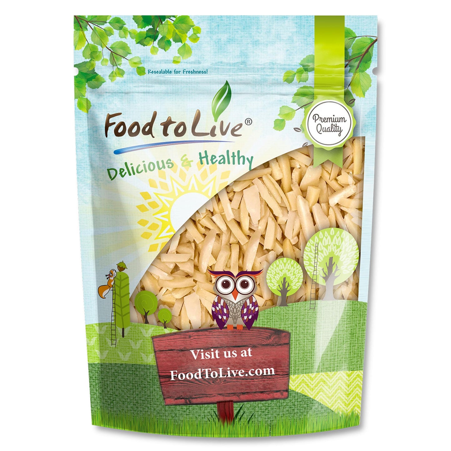 Food to Live Dry Roasted Blanched Slivered Almonds 1 Pound- Perfectly Oven Toasted for Maximum Flavor, Unsalted, No Oil Added, Perfect for Cooking
