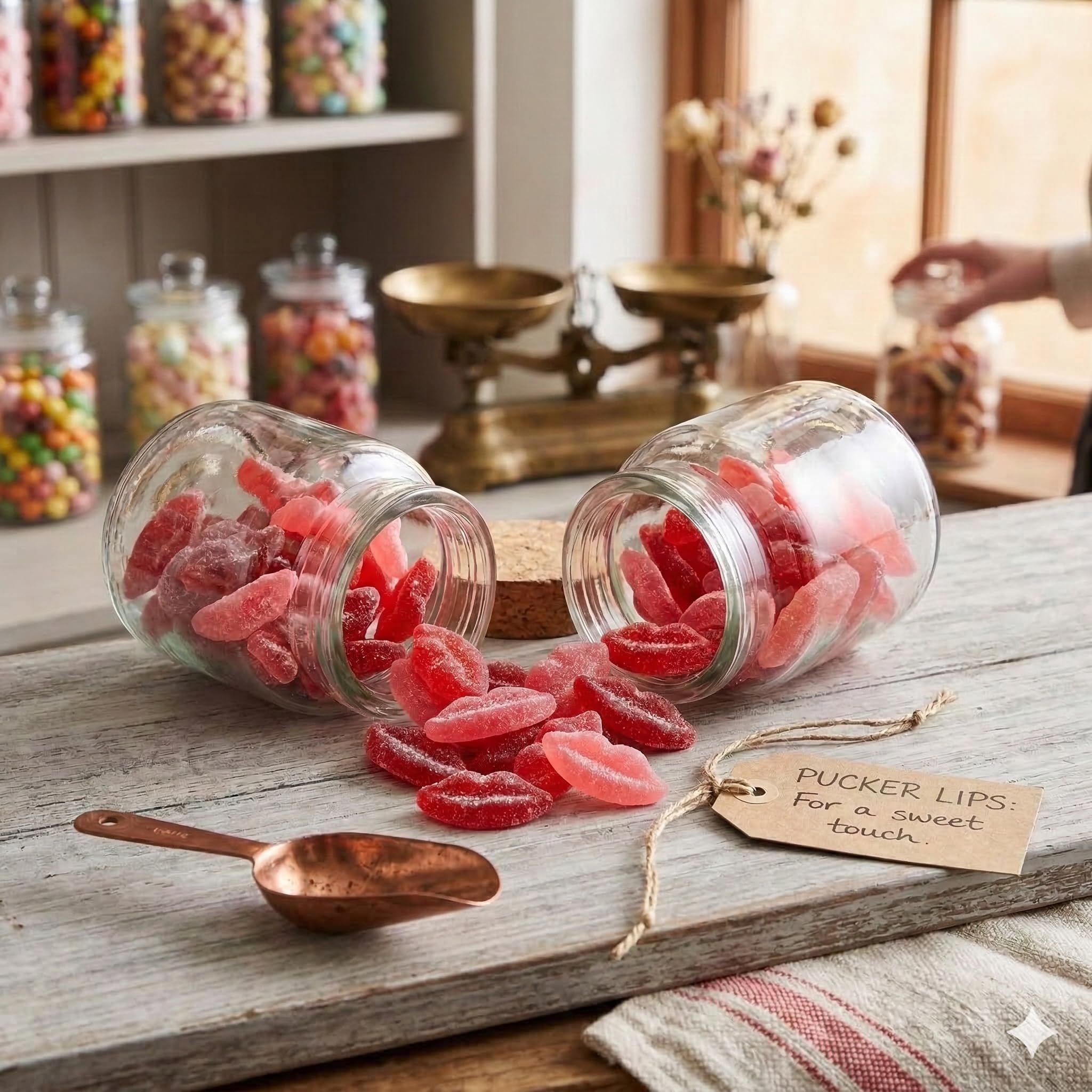 By The Cup Sour Pucker-up Gummy Lips, 1 lb Bulk Bag