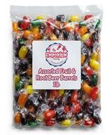 Fruit & Root Beer Barrel Hard Candy 1 lb - Assorted Fruity & Classic Flavor, Individually Wrapped Bulk, Old Fashioned Hard Mix for Dish, Parties