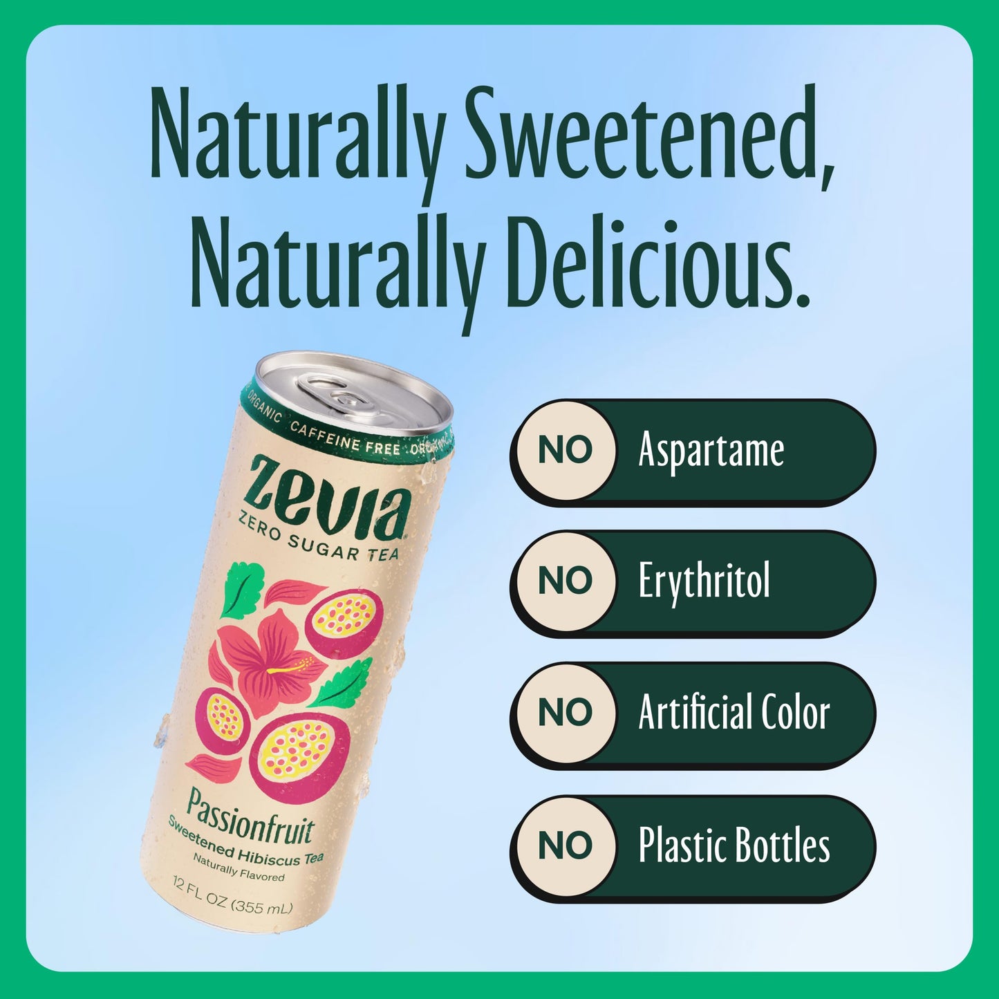Zevia, Organic Caffeine Free Sweetened Hibiscus Passionfruit Tea, 12 Fl Oz