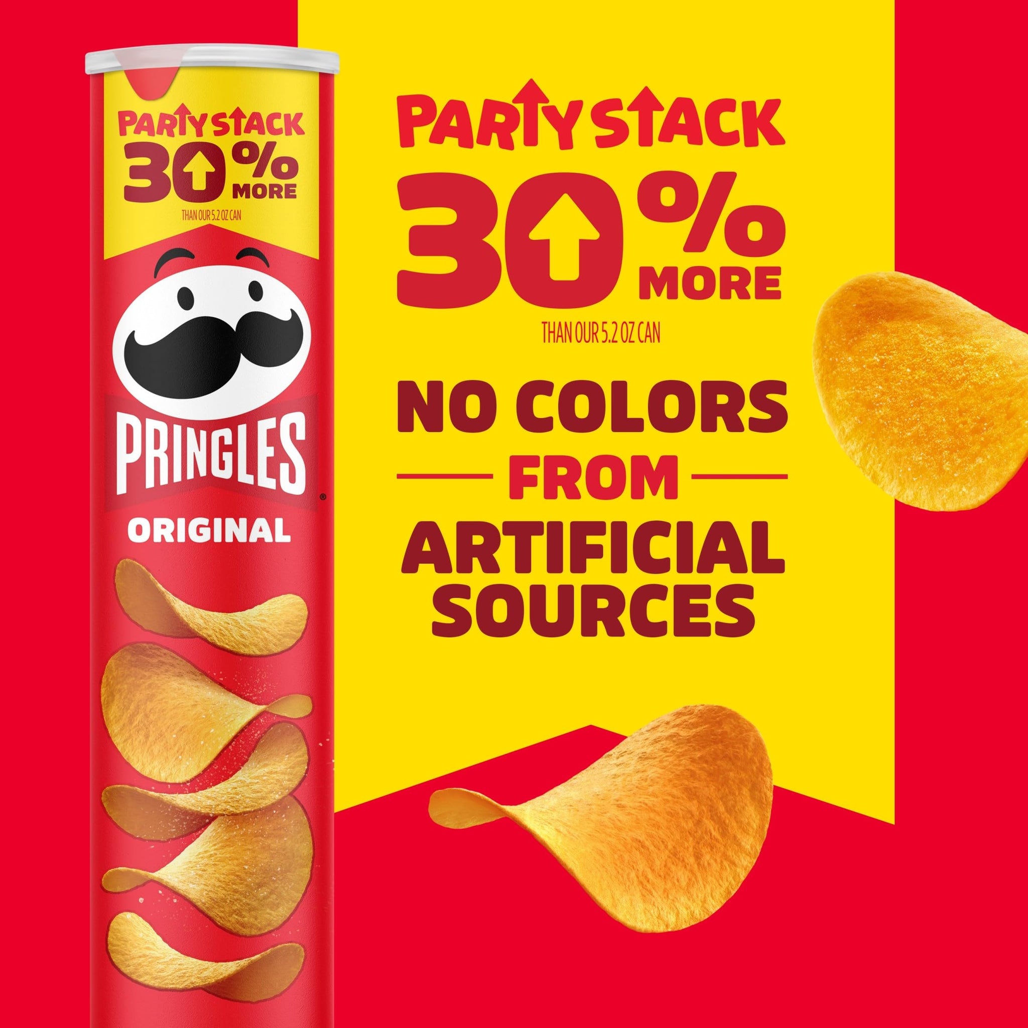 Pringles Potato Crisps Chips, Lunch Snacks, On-the-Go Snacks, Party Stack, Original, 6.8oz Can (1 Can)
