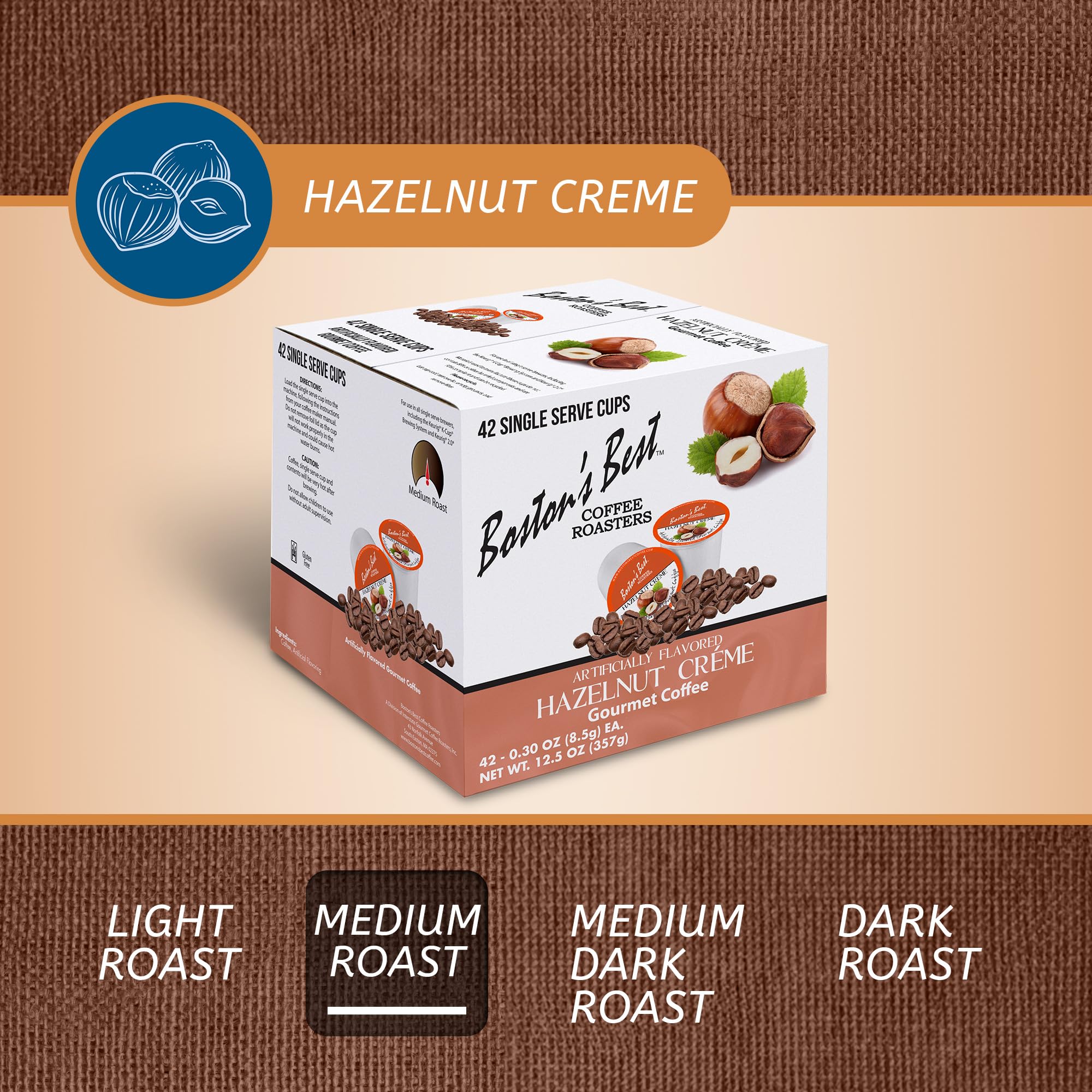 Boston’s Best - Hazelnut Creme Flavored, Delicious Gourmet Coffee Compatible with Keurig® Coffee Maker, 1 Count (42 Single Serve Cups)