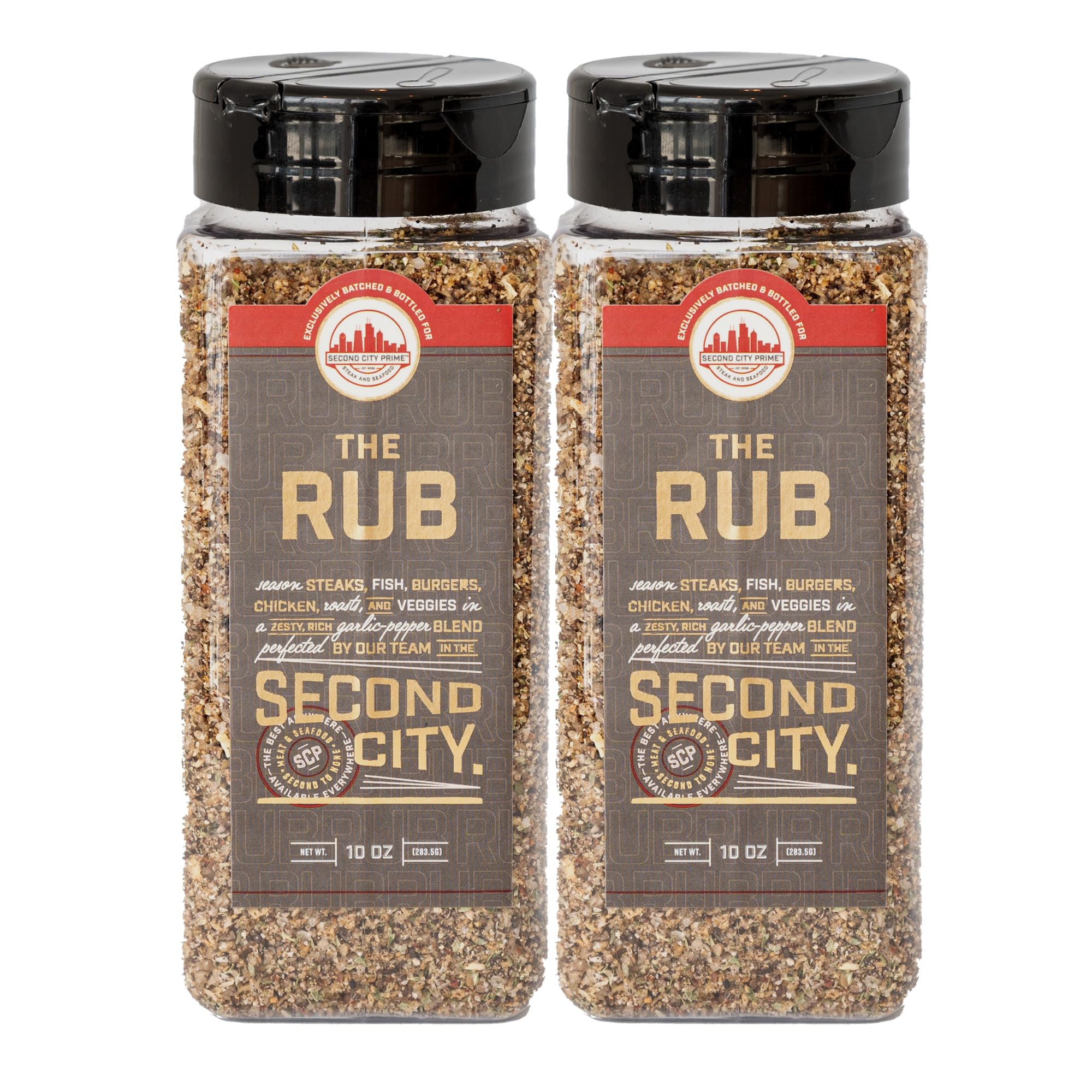 The Rub Seasoning for Steaks, Burgers, Fish, Chicken, and Veggies 10oz 2-pack, A Seasoning Blend of Zesty Garlic Pepper, Rich With Exotic Porcini