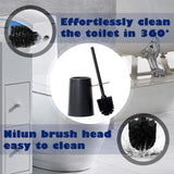 Toilet Brush and Holder,Dirt-Resistant and Durable Black Nylon Bristles,Toilet Bowl Brush with Waterproof Handle, Bathroom Deep Cleaning Tool (Black)