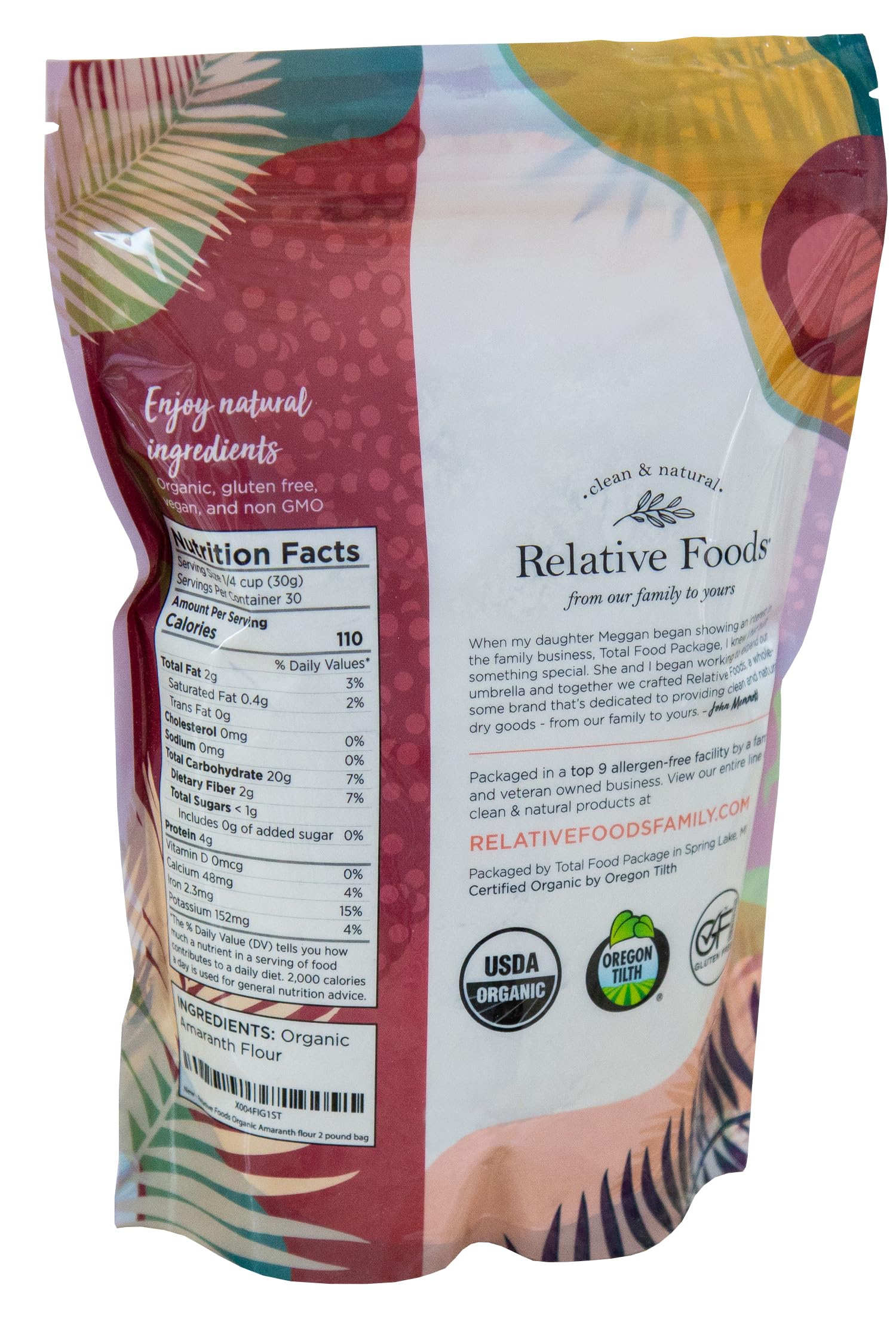Relative Foods Organic Amaranth Flour - Gluten-Free, High Protein Organic Millet Flour - Amaranth Powder Ideal for Baking, Thickening, Flatbreads