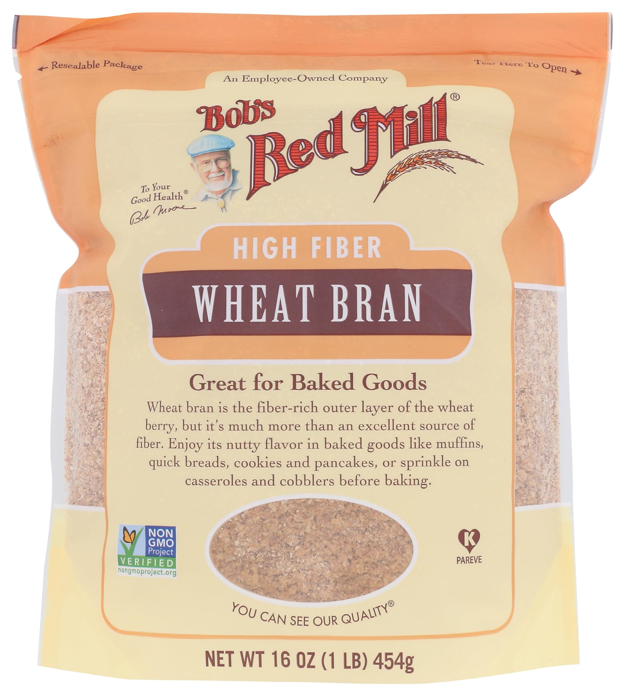 Bob's Red Mill Wheat Bran, 16oz (Pack of 1) - Non GMO, Vegan, Kosher