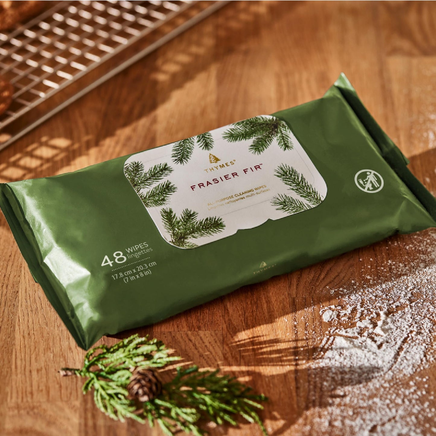 Thymes Frasier Fir All-Purpose Cleaning Wipes - Multi-Purpose Cleaning Wipes - Safe for Countertops, Walls, and Other Non-Porous Surfaces - Cruelty