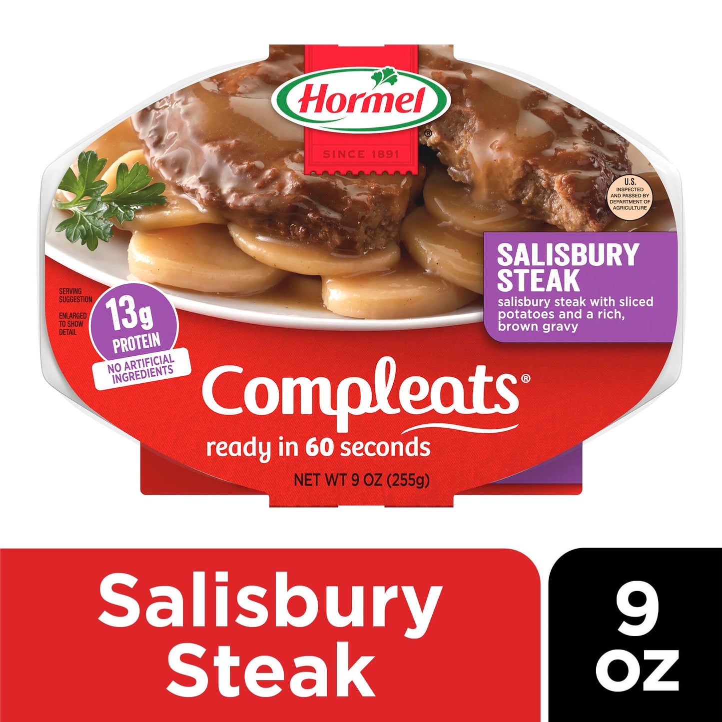 HORMEL COMPLEATS Salisbury Steak Microwave Tray, 9 oz. (6 Pack)