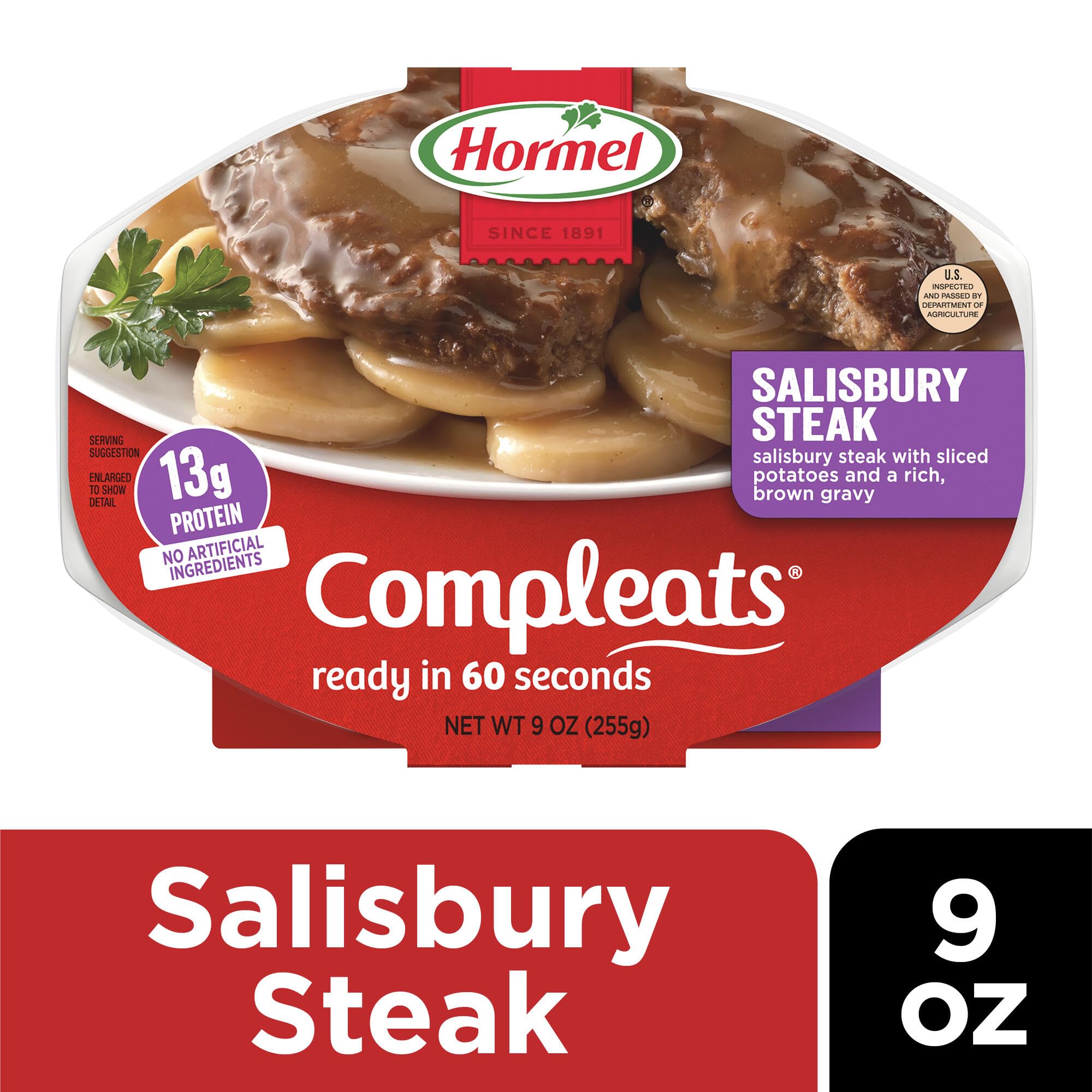 HORMEL COMPLEATS Salisbury Steak Microwave Tray, 9 oz. (6 Pack)