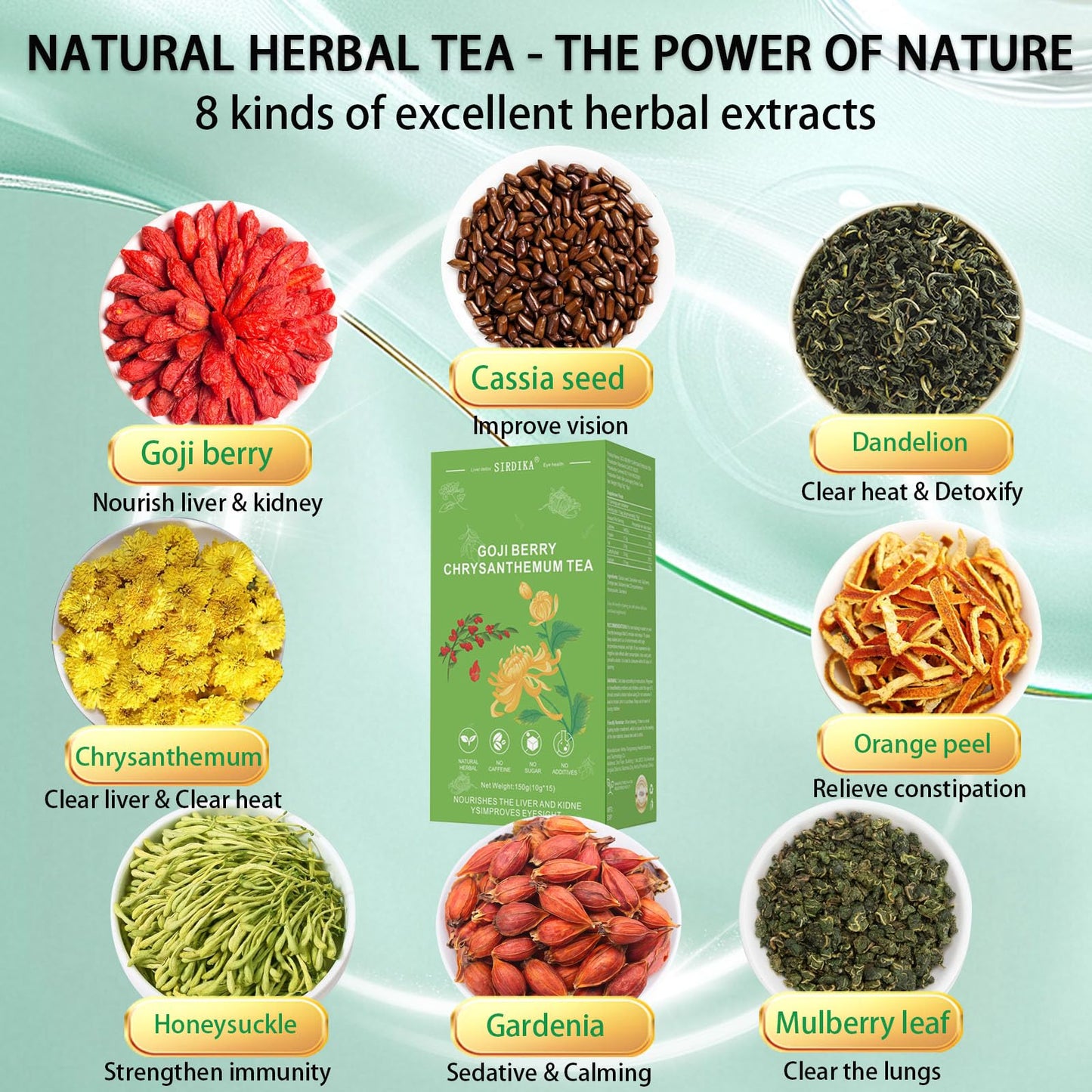 Goji Berry Chrysanthemum Tea for Liver Health, Dandelion Wolfberry Tea Bags, 8 Excellent Raw Material Formulas, Liver Cleanse & Detox Herbal Tea Bags