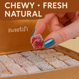 Sweetifi Mixed Fruit Turkish Delight, Premium Chewy Gourmet Vegan Candy Made with Real Fruit, Gluten Free, No Additives, Assorted Gourmet Lokum