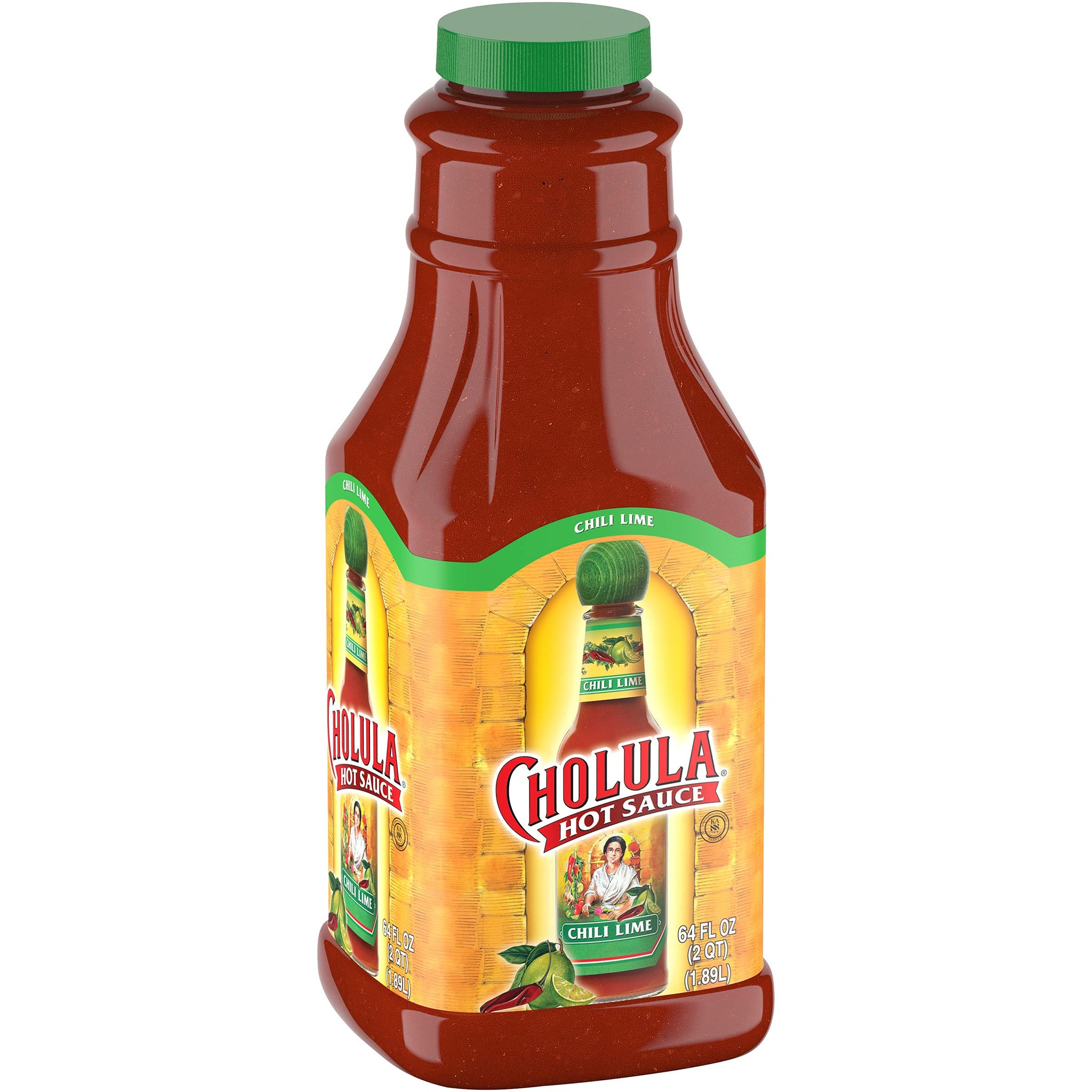 Cholula Chili Lime Hot Sauce, 64 fl oz - One 64 Fluid Ounce Bulk Container of Chili Lime Hot Sauce with Mexican Peppers, Lime and Signature Spice