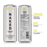 Naked Sparkling Energy Drink - Lemonade, Organic Caffeine, Organic Lemon Juice, Zero Sugar, No Sucralose, Naturally Sweetened, Clean Energy Drinks