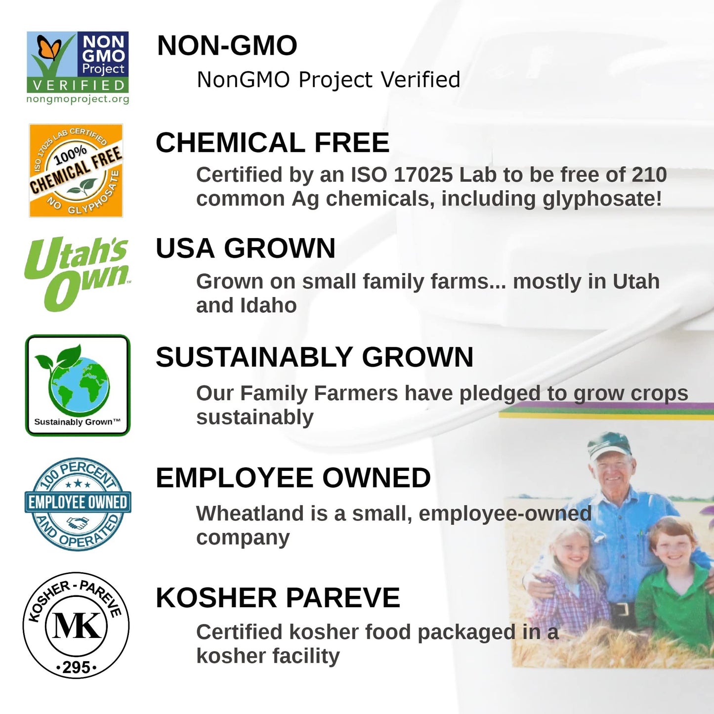 Hard White Wheat Berries : Wheatland™ : 25 lb Bulk: Emergency Preparedness : Mylar : Oxygen Absorber : 30 Year Shelf Life : Non GMO: NO Glyphosate