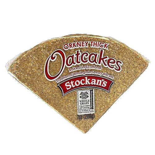 Stockan's Orkney Wholegrain Thick Oatcakes - Traditional Scottish Savoury Biscuits Imported from Scotland - 2 Packs (8 Oatcakes in Each Pack)