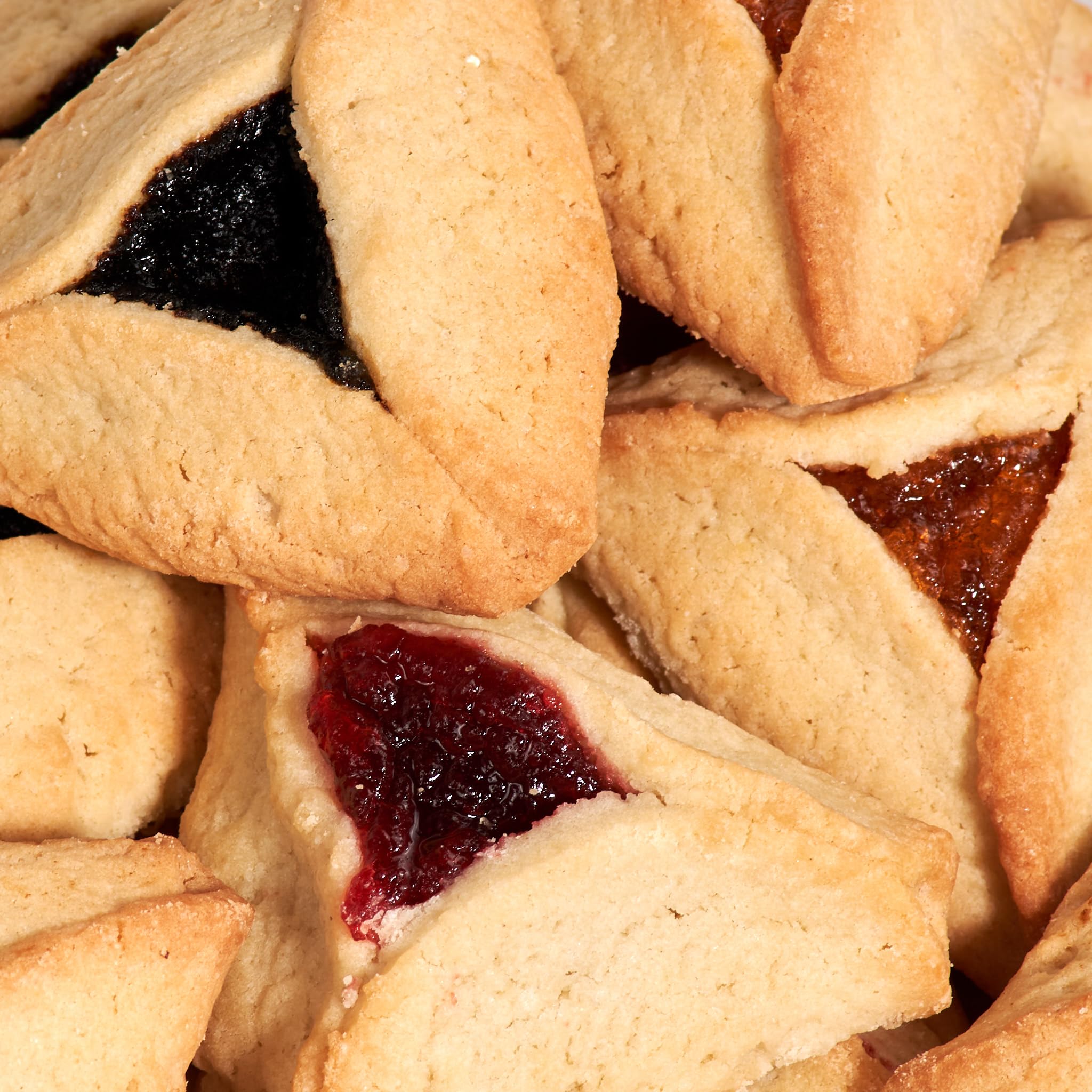 Hamentaschen Cookies Individually Wrapped [12 Count] Filled with Apricot, Prune & Raspberry Jam | Purim Gift Basket | Mishloach Manot for Mom, Dad