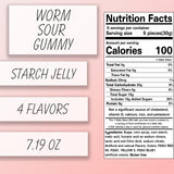 Sour Jelly Worms - Sour Worms - Assorted Jellybean Candy - Delicious Sour Candy - 4 Flavors Strawberry, Lemon, Pineapple, Grape - 7.19 oz.