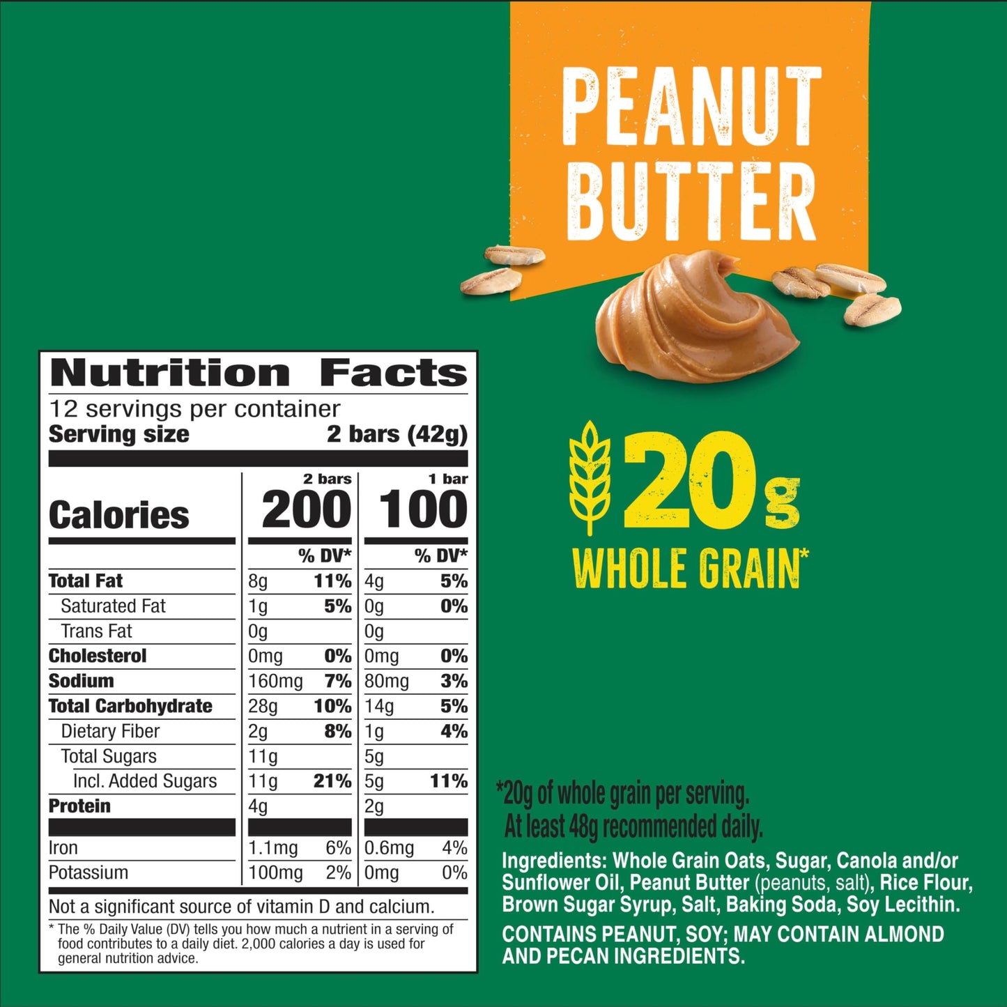 Nature Valley Crunchy Granola Bars, Peanut Butter, 24 Bars, 17.88 OZ (12 Pouches)