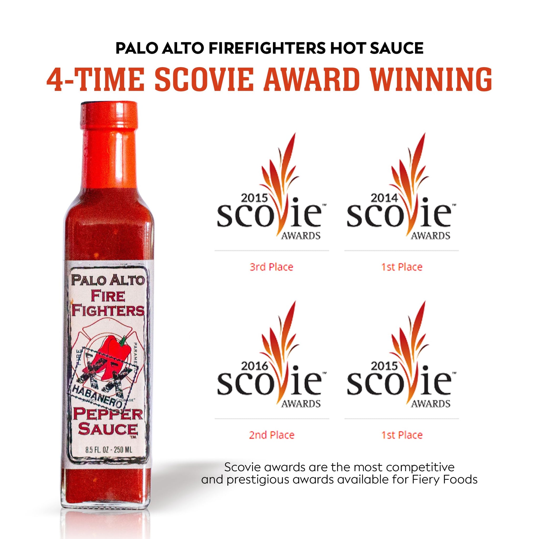 Palo Alto Firefighters XXX Ghost Pepper Sauce (8.5oz) - Salt Free Pepper Plant Hot Sauce, No Sodium Hot Pepper Sauce, No Salt Sauces