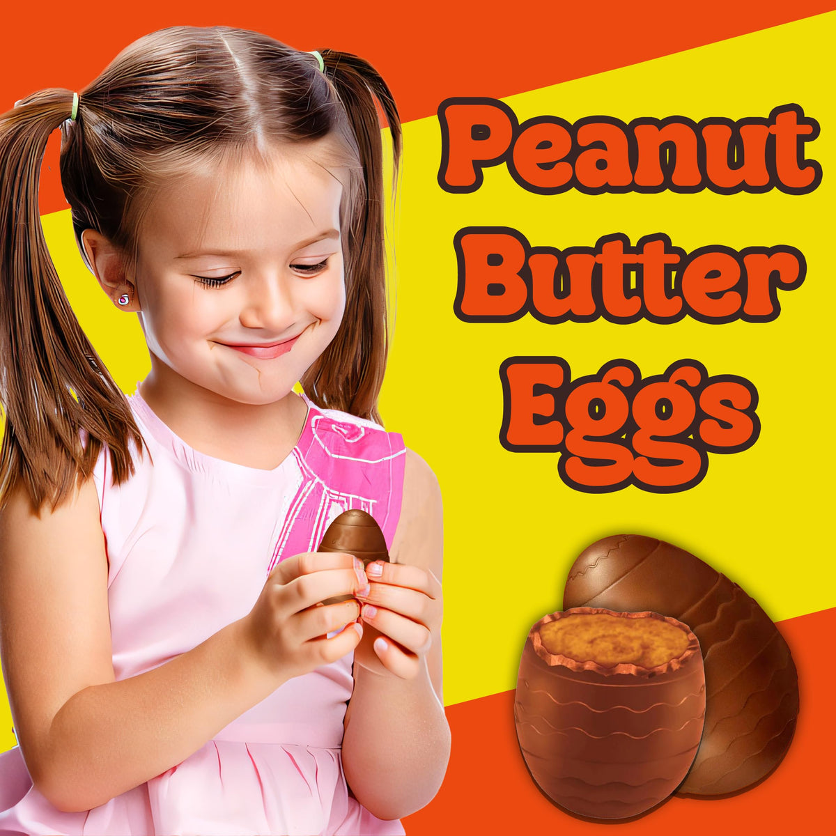 Reese Peanut Butter Creme Eggs, Bulk 48 Count 3D 1.2 oz. Milk Chocolate Peanut Butter Creme Eggs, Individually Wrapped Chocolate Eggs for Easter