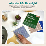 FEBU Swedish Dishcloths for Kitchen | 5 Pack Stamps Reusable Paper Towels Washable | Swedish Dish Towels | Non-Scratch Cellulose Sponge Cloths | No