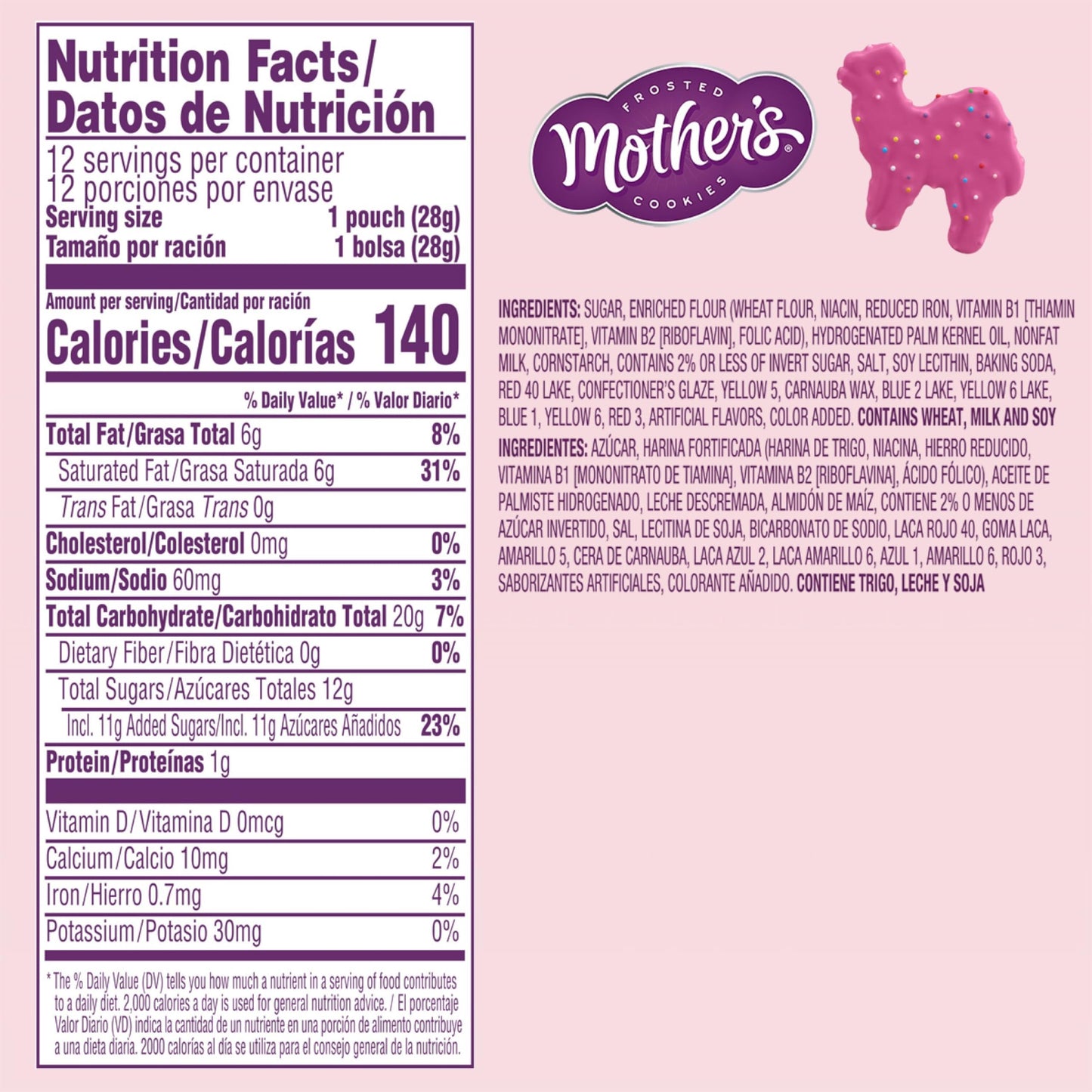 Mother's Original Circus Animal Cookies | Frosted Vanilla Shortbread Cookies with Rainbow Sprinkles | Box of Cookie Snack Packs | 12 Count - 1-oz