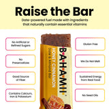 Bahamii Honey Cinnamon Date and Energy Bars, Healthy Snacks and Breakfast Bars for Kids and Adults, Paleo, Gluten Free, High Fiber, Dairy Free, Plant