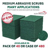 Kleen Handler Green Medium Duty Cleaning Pads - Medium Duty Kitchen Scrub Sponges, Scouring Pads for Washing Dishes, Bathroom, Restaurant Cleaning