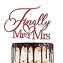 Finally Mr & Mrs Cake Topper,Wedding Anniversary Bridal Shower Party Decorations,Romantic Wedding Party Decorative Cake Toppers (Red)