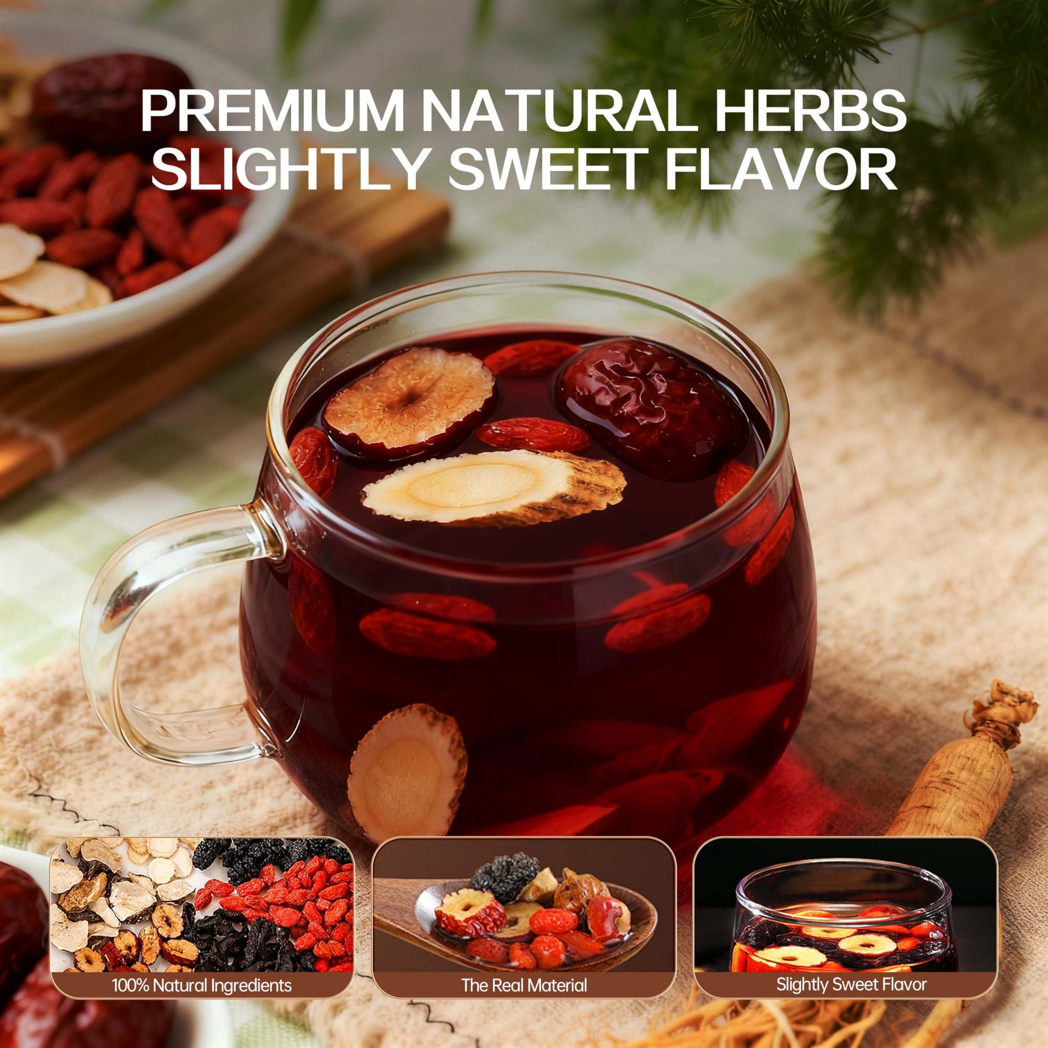 Kidney Tea Formula Ginseng Five Treasure Tea, for Men and Women, Natural Herbal Ingredients for Kidney Traditional Beverage Fruit Organic (60 Bag