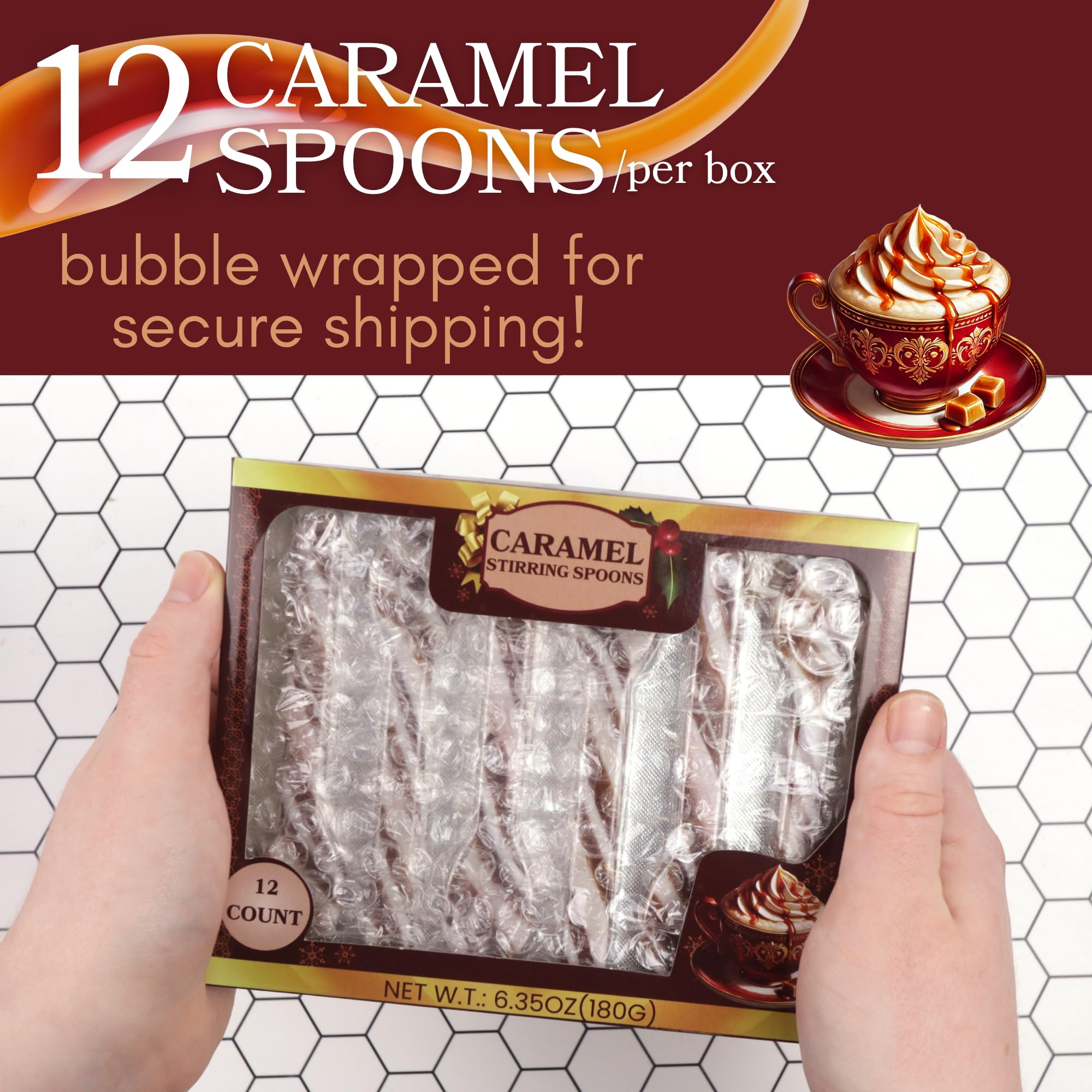 Christmas Caramel Candy Spoons, Hot Chocolate and Coffee Stirring Sticks, 36 Total Pieces (Pack of 3)