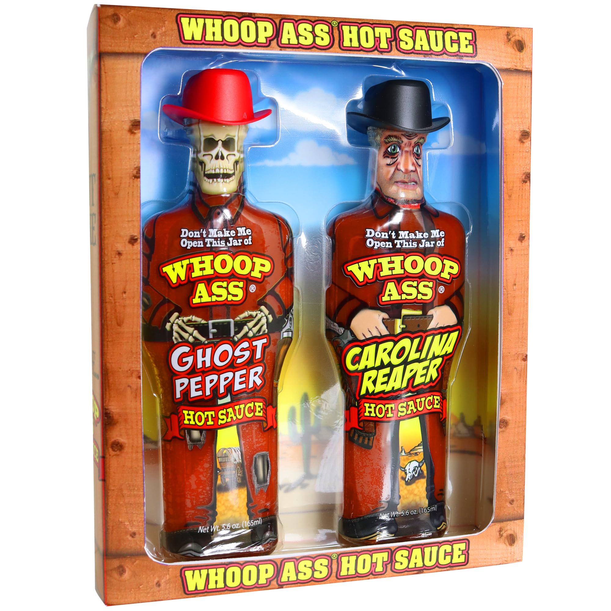 Premium Ghost Pepper Hot Sauce and Carolina Reaper Hot Sauce Gift Set - Packaged in Collectible Figurine Bottles - Perfect for Chicken Wings or a Gift