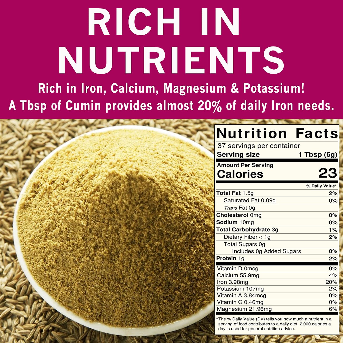 SPICES VILLAGE Cumin Powder (8 oz) - Purely Ground from Whole Cumin Seeds, Kosher Certified, Gluten Free, Non GMO, Resealable Bulk Bag
