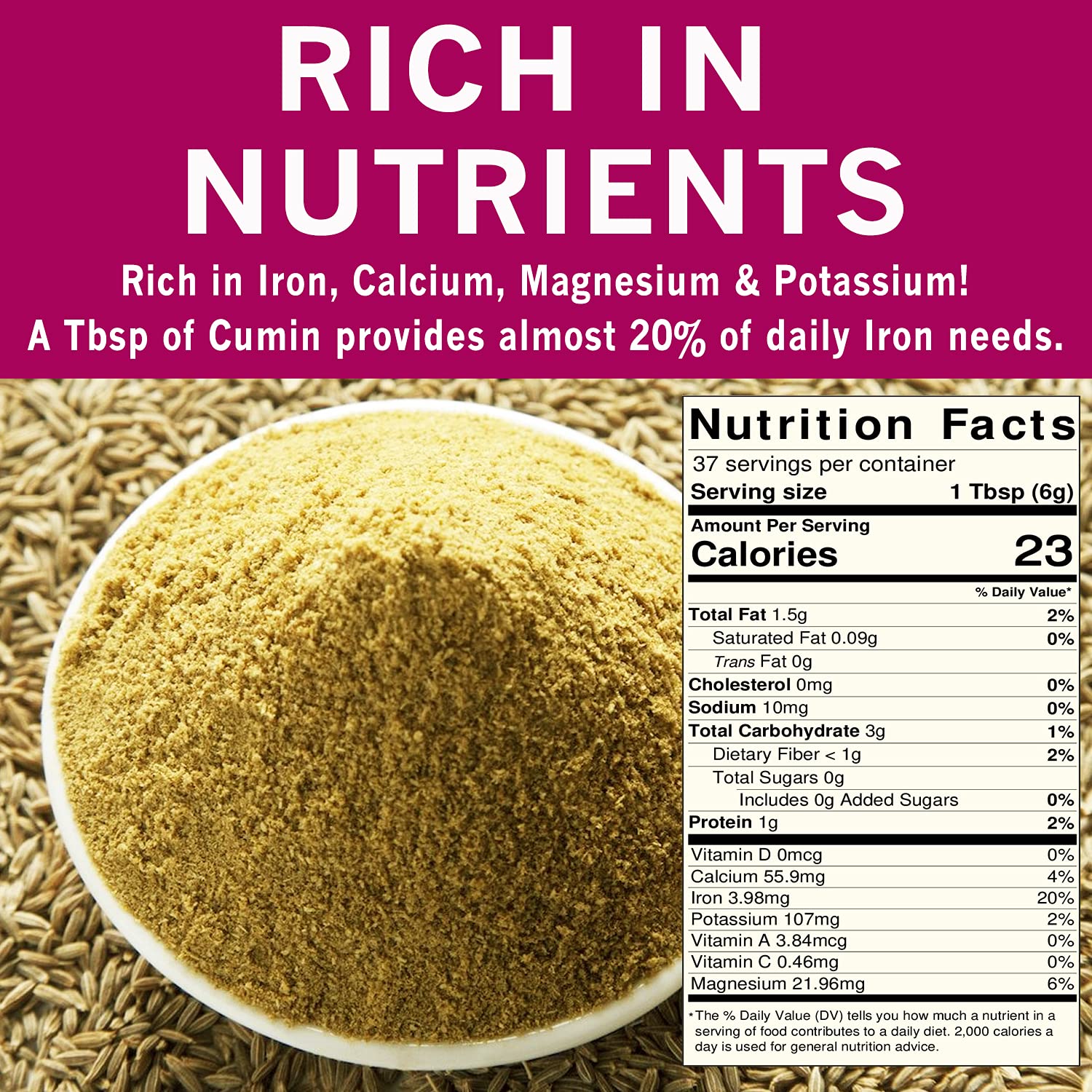 SPICES VILLAGE Cumin Powder (8 oz) - Purely Ground from Whole Cumin Seeds, Kosher Certified, Gluten Free, Non GMO, Resealable Bulk Bag