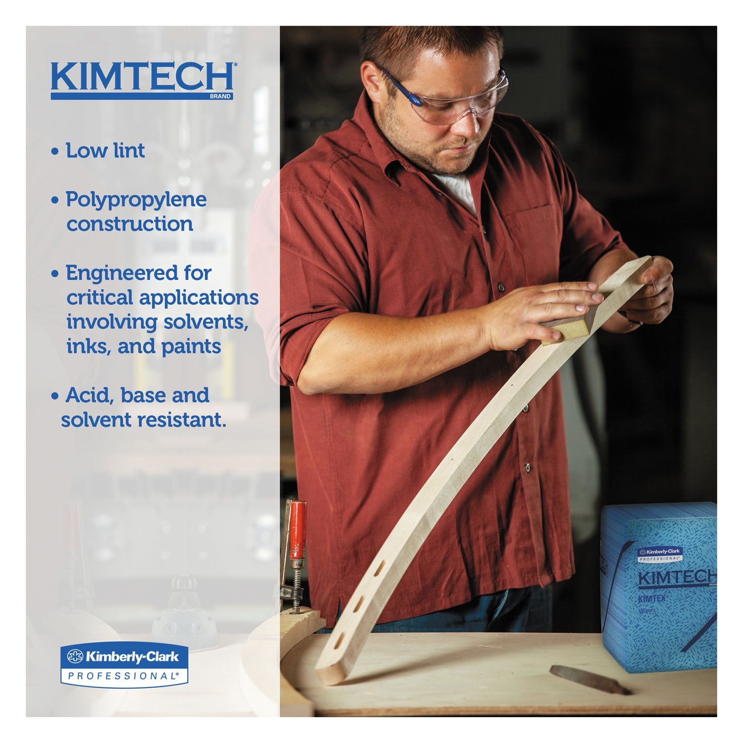 Kimberly-Clark KIMTEX Wipers, 1/4 Fold, 12 1/2 x 12, Blue, 66/Box, 8 Boxes/Carton, Sold As 1 Carton