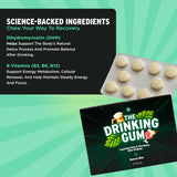 SuperBonsai The Drinking Gum - Revival Mint, Functional Chewing Gum with DHM and B Vitamins B3 B6 B12, Cool Mint Flavor for Nights Out, Celebrations